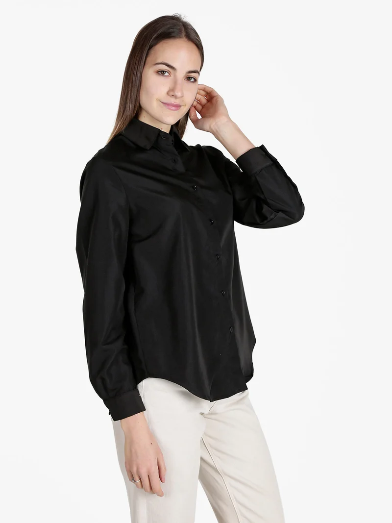 Camicia donna oversize tinta unita - nero