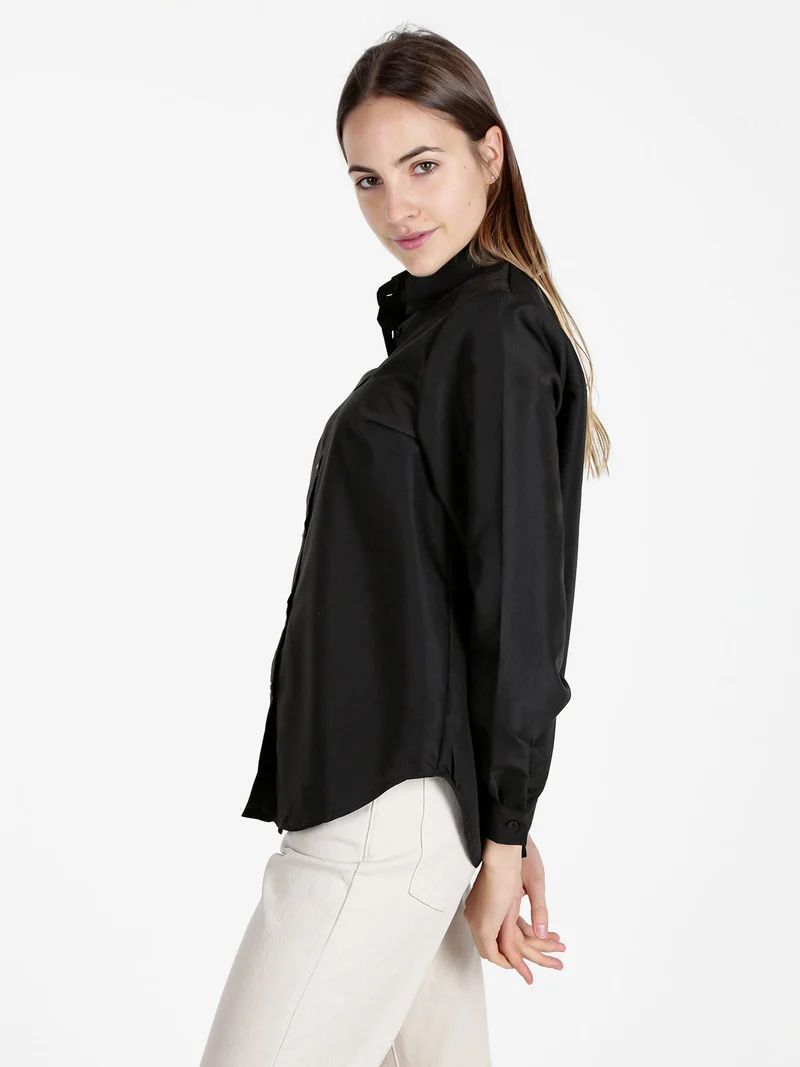 Camicia donna oversize tinta unita - nero