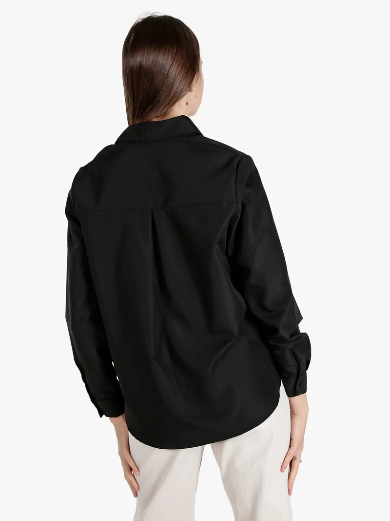 Camicia donna oversize tinta unita - nero