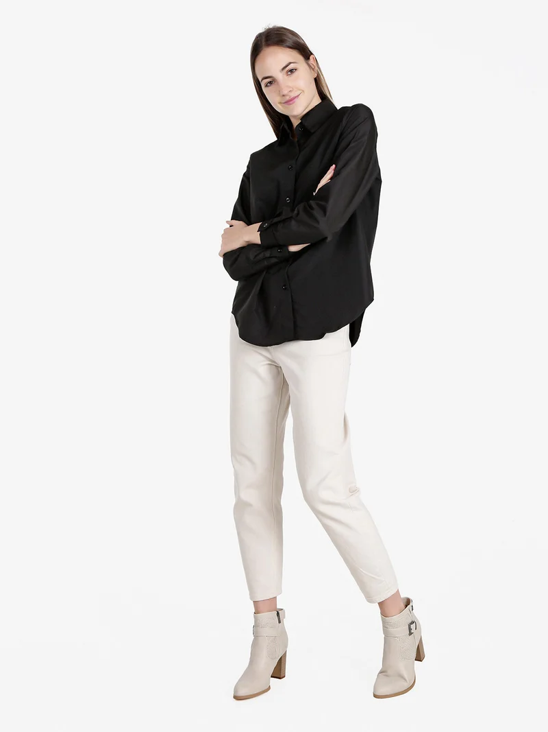 Camicia donna oversize tinta unita - nero
