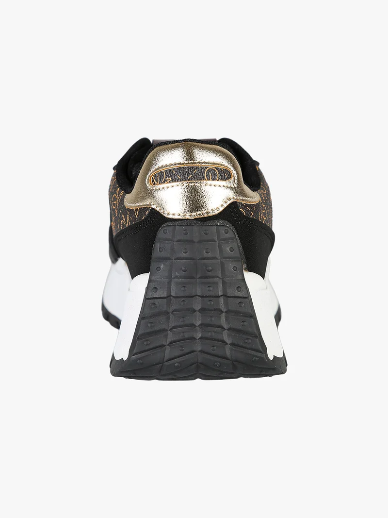 Sneakers donna stringate con platform - nero