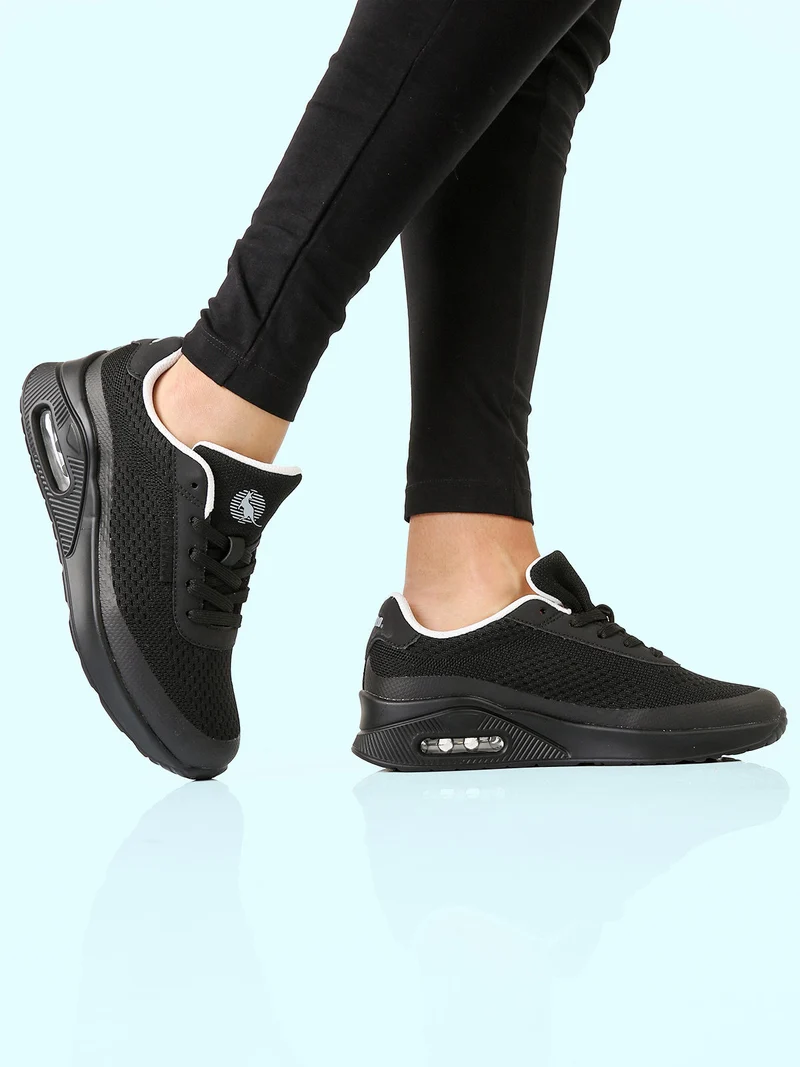 Sneakers sportive da donna in tessuto con air - nero