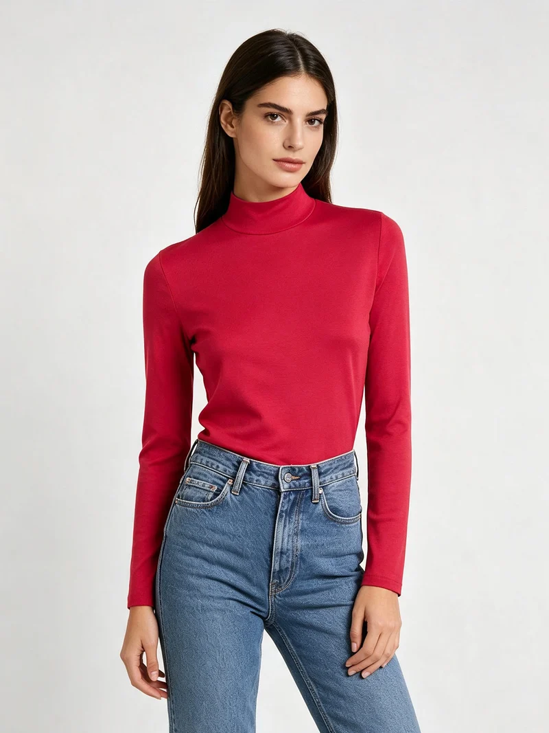 Lupetto manica lunga in caldo cotone - rosso