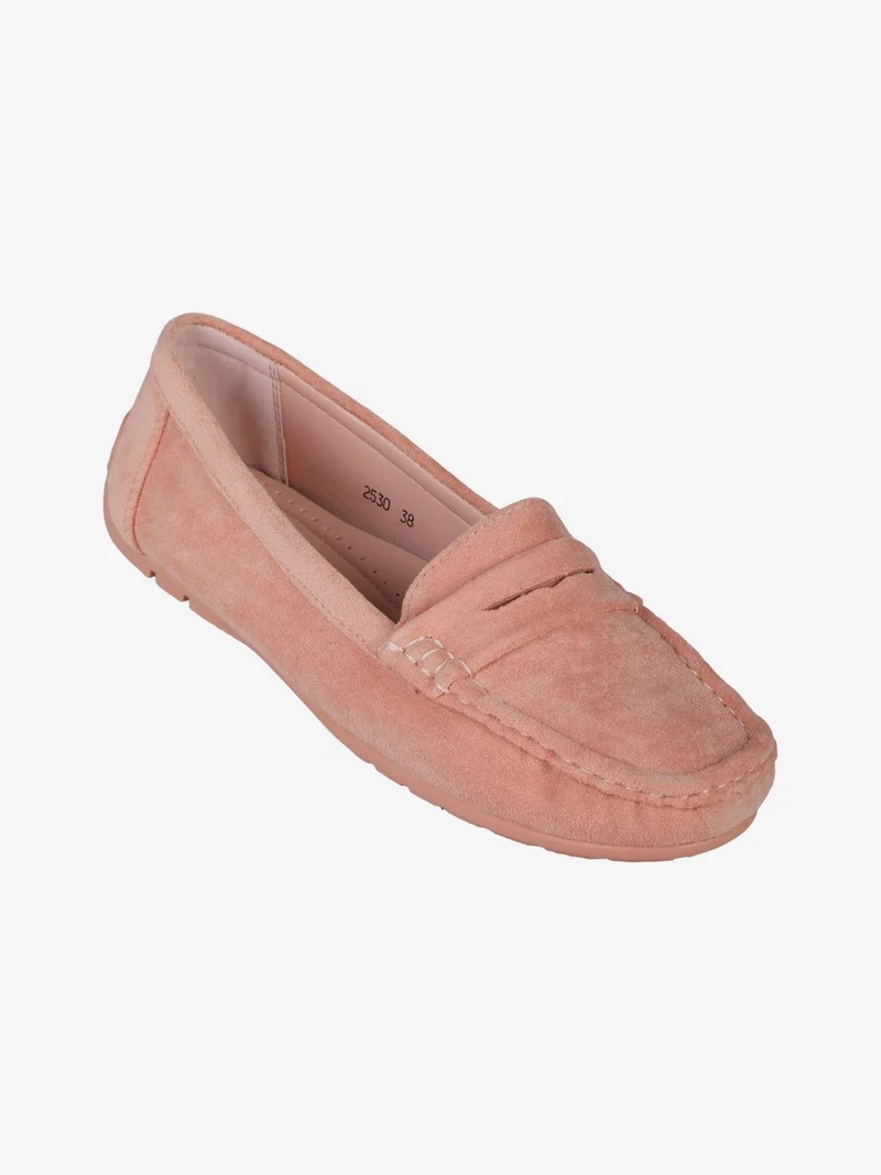 Mocassini donna in tessuto scamosciato - rosa