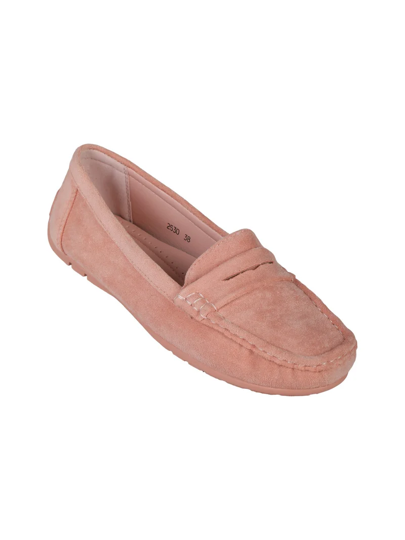 Mocassini donna in tessuto scamosciato - rosa