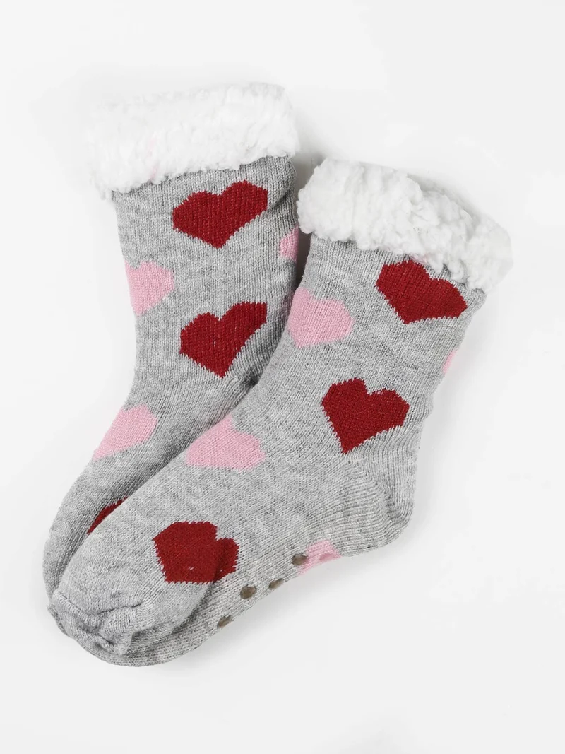 Calze antiscivolo bambini con pelo - grigio chiaro