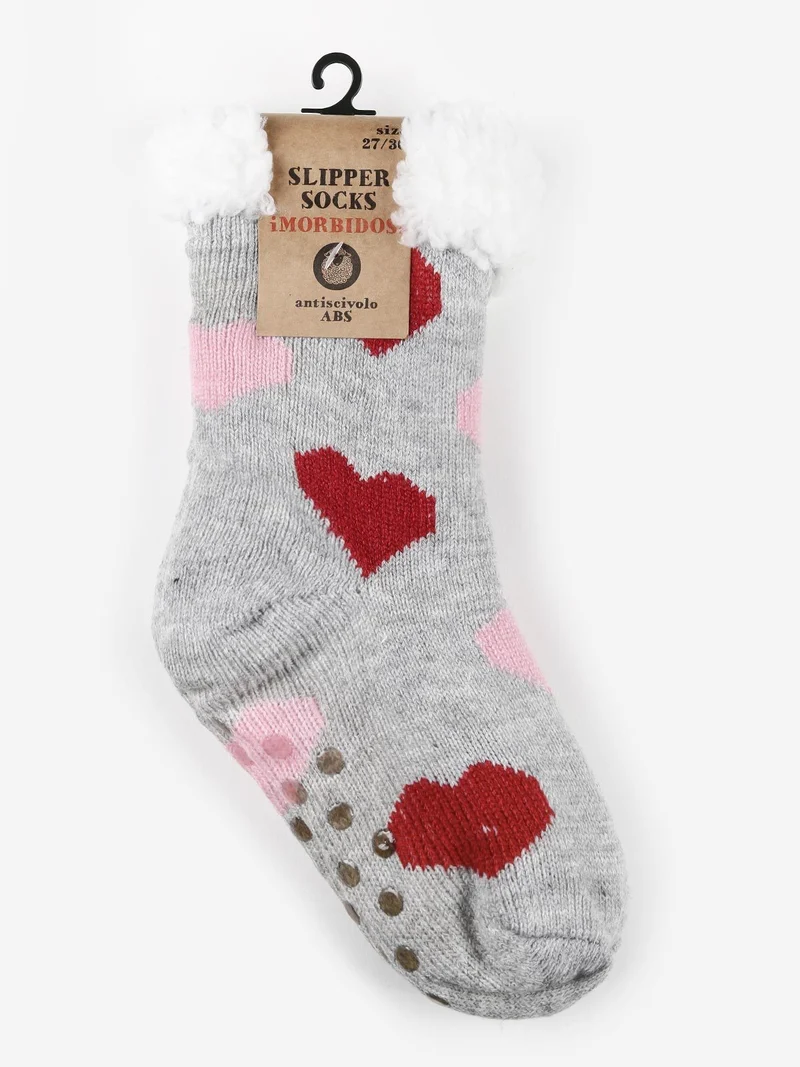 Calze antiscivolo bambini con pelo - grigio chiaro