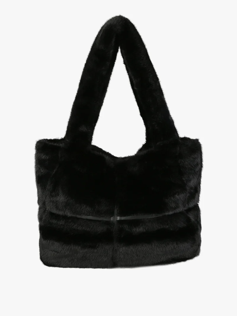 Borsa donna in pelliccia sintetica - nero