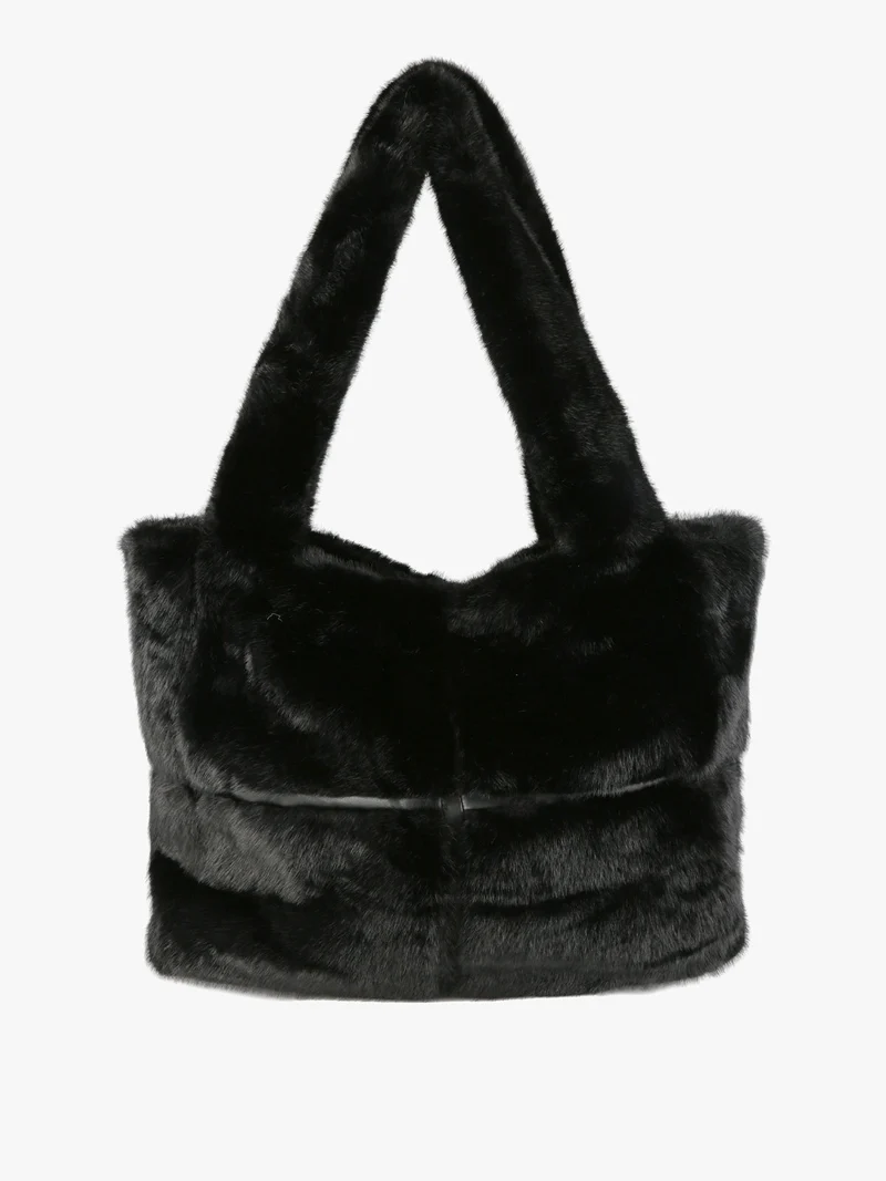 Borsa donna in pelliccia sintetica - nero