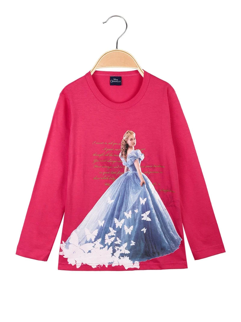 Cinderella maglietta da bambina a manica lunga - fucsia