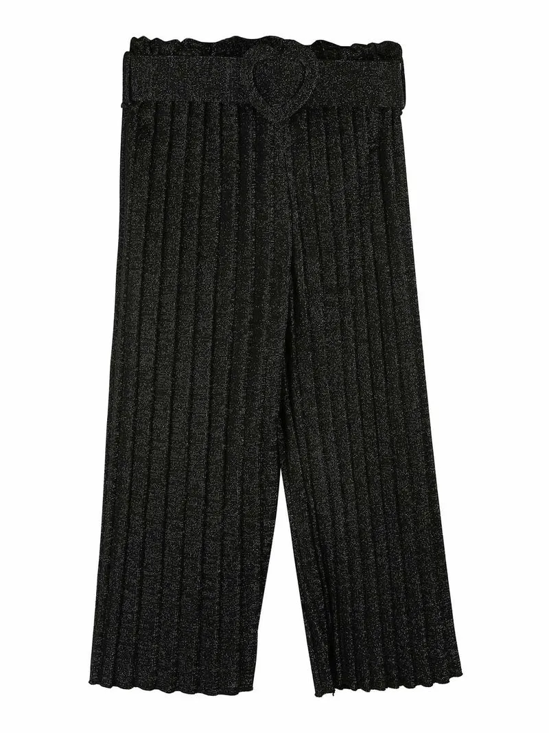 Pantaloni lurex plissettati da bambina - nero