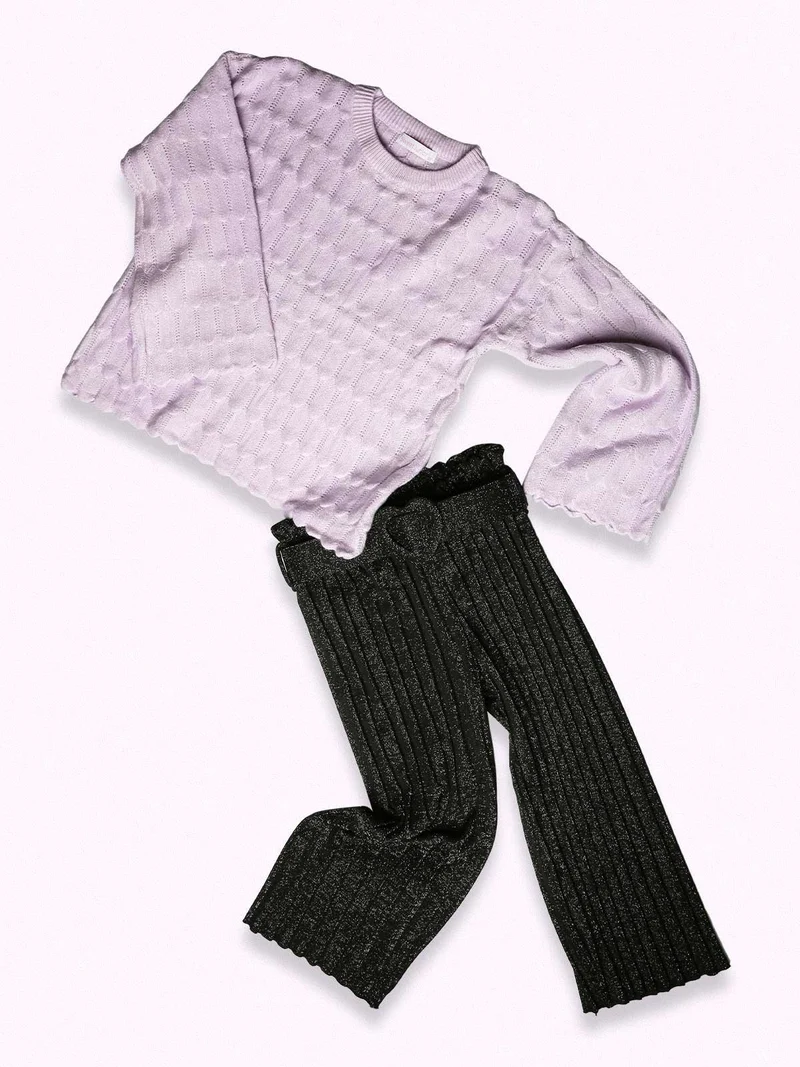 Pantaloni lurex plissettati da bambina - nero