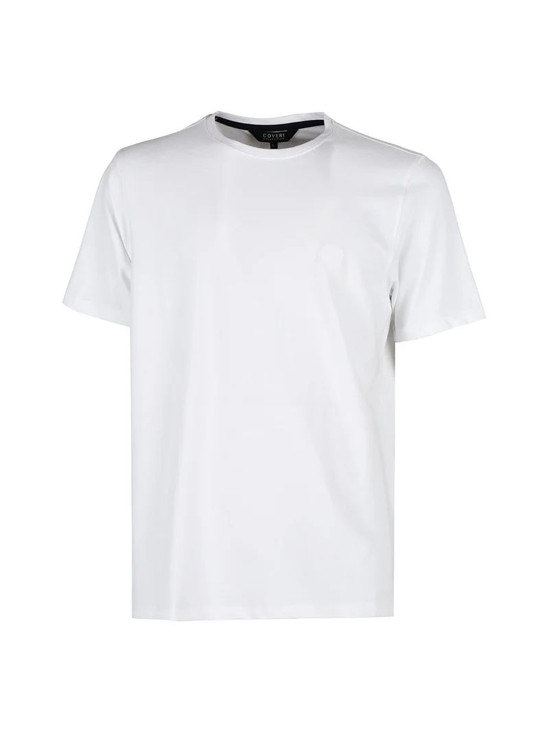 T-shirt girocollo da uomo in cotone piquet - bianco