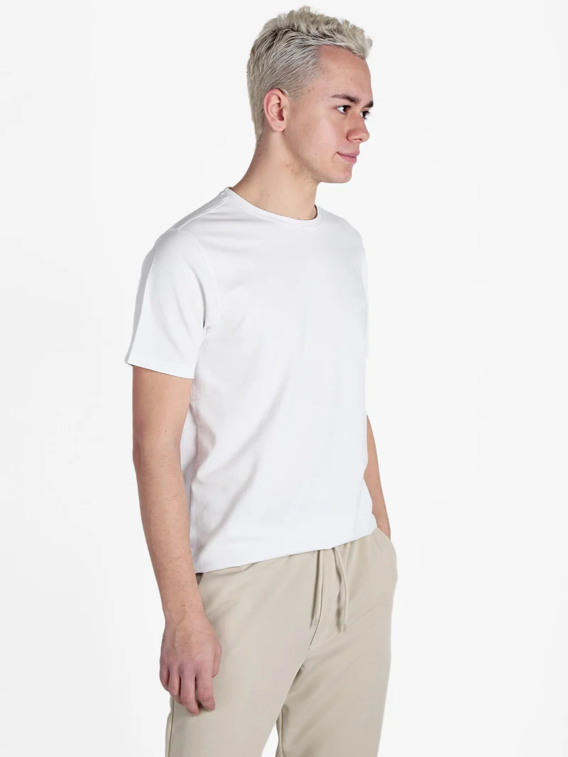 T-shirt girocollo da uomo in cotone piquet - bianco