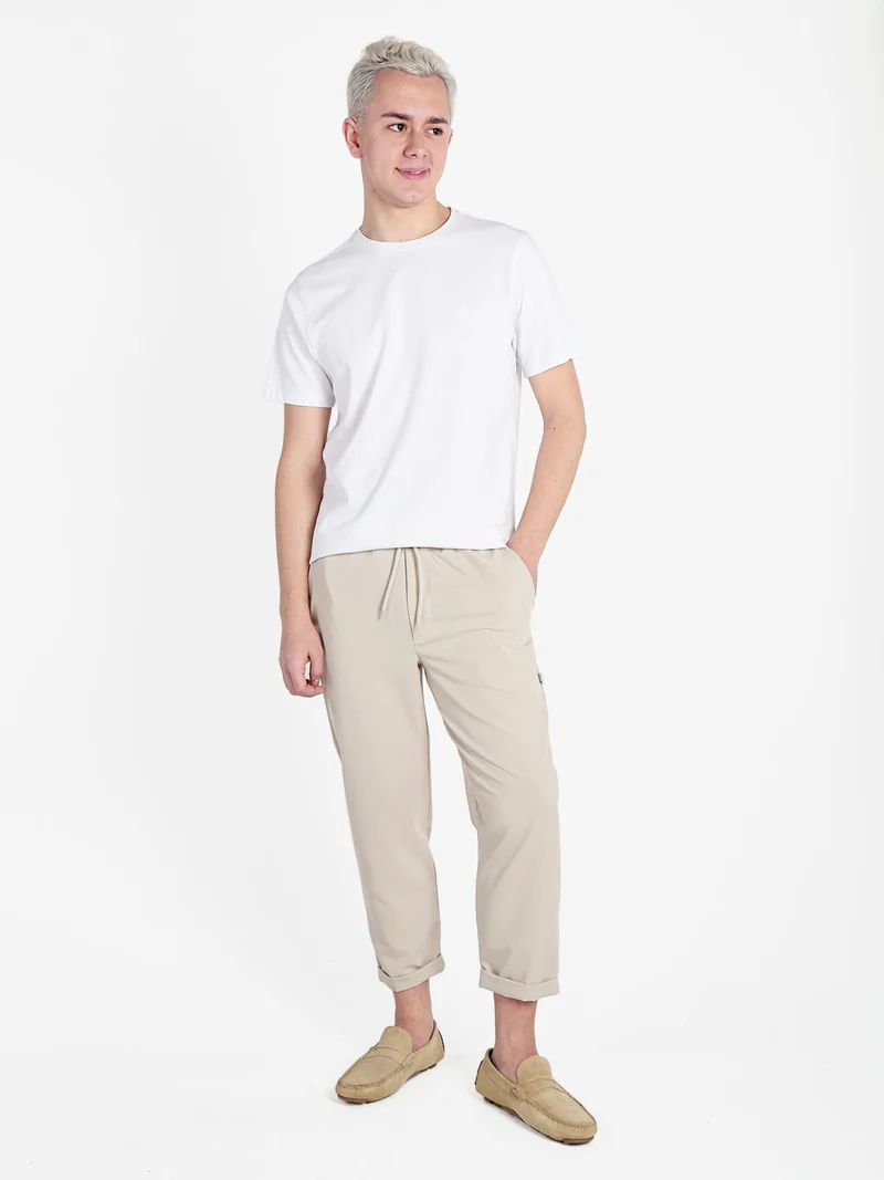 T-shirt girocollo da uomo in cotone piquet - bianco