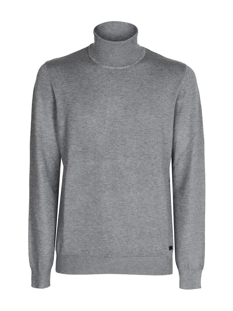 Dolcevita in maglia da uomo - grigio