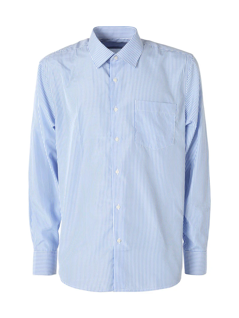 Camicia da uomo rigata a maniche lunghe - azzurro