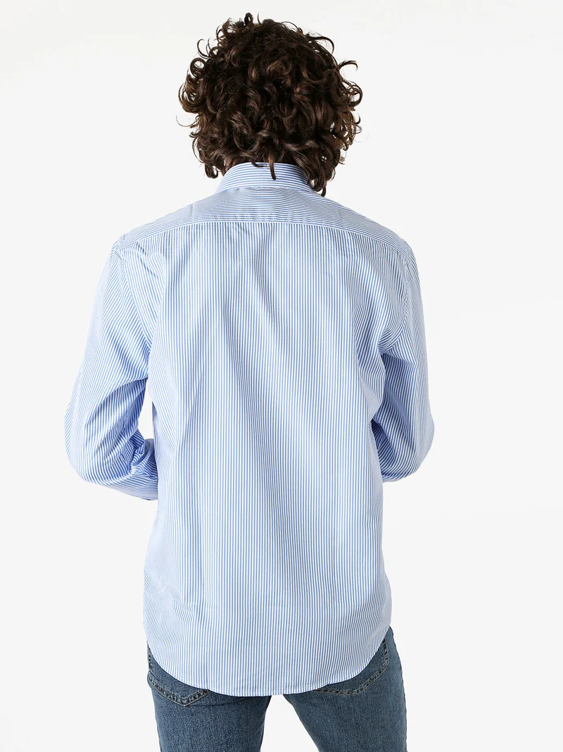 Camicia da uomo rigata a maniche lunghe - azzurro