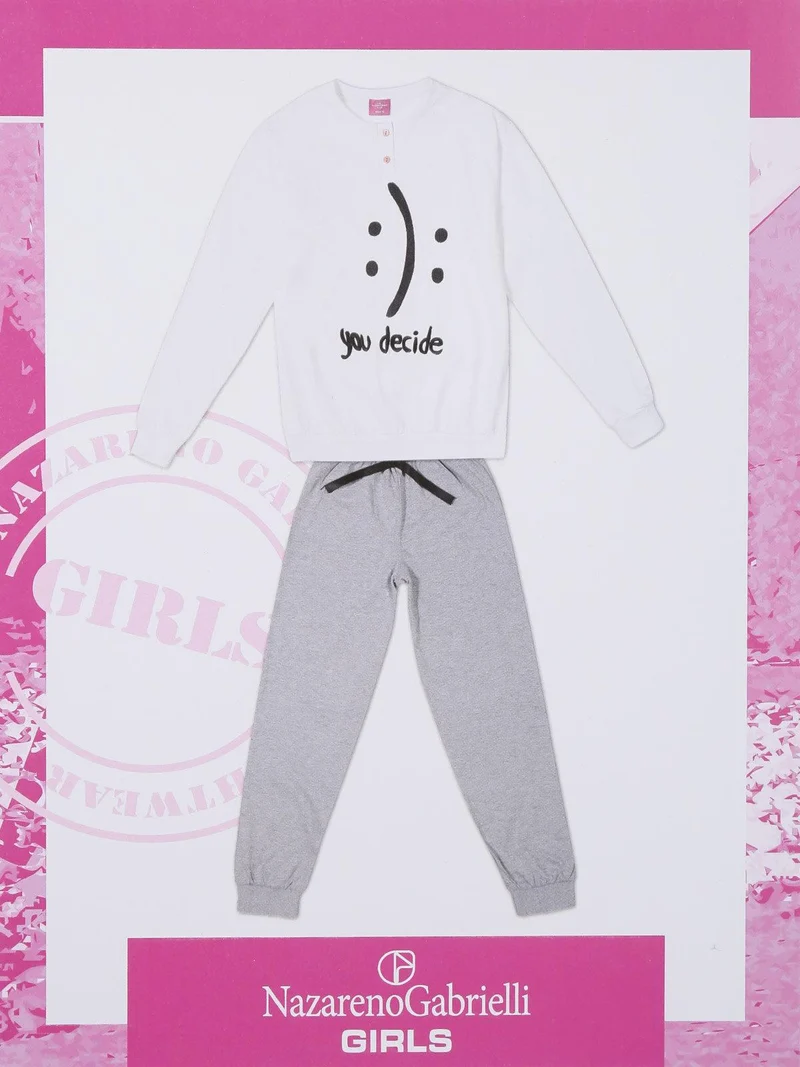 Pigiama ragazza in cotone - bianco