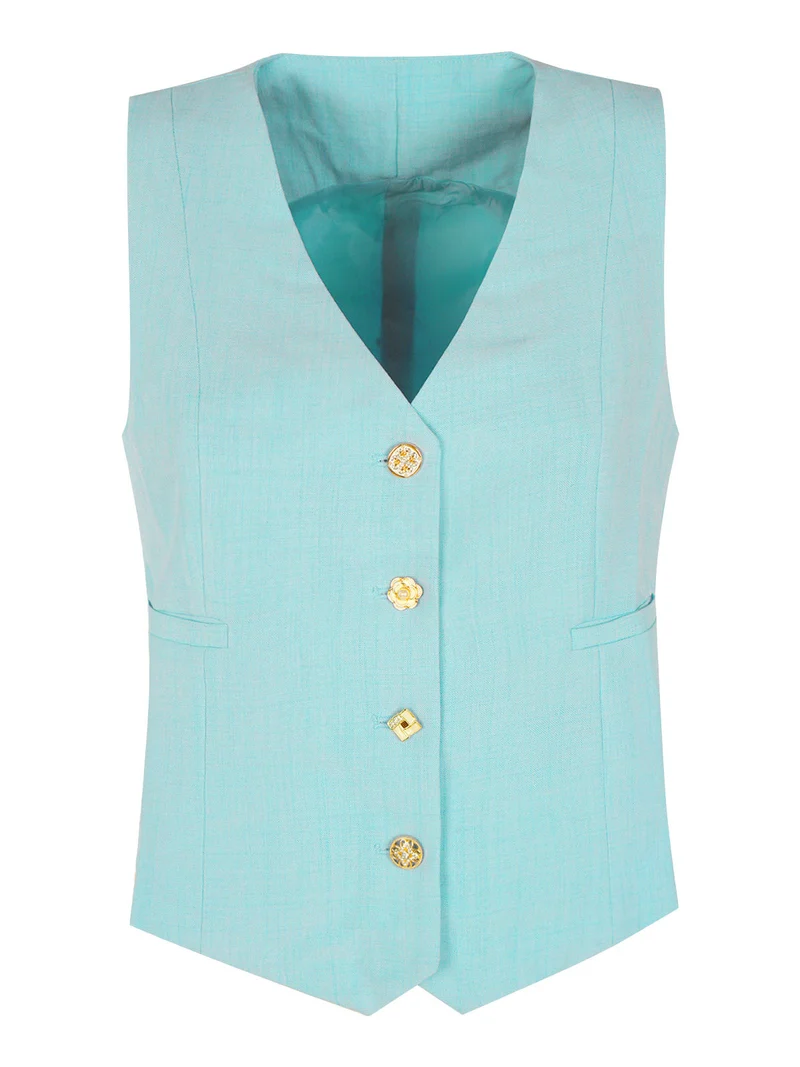 Gilet donna con bottoni gioiello - verde