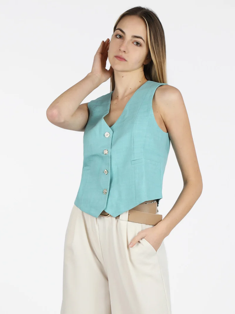 Gilet donna con bottoni gioiello - verde
