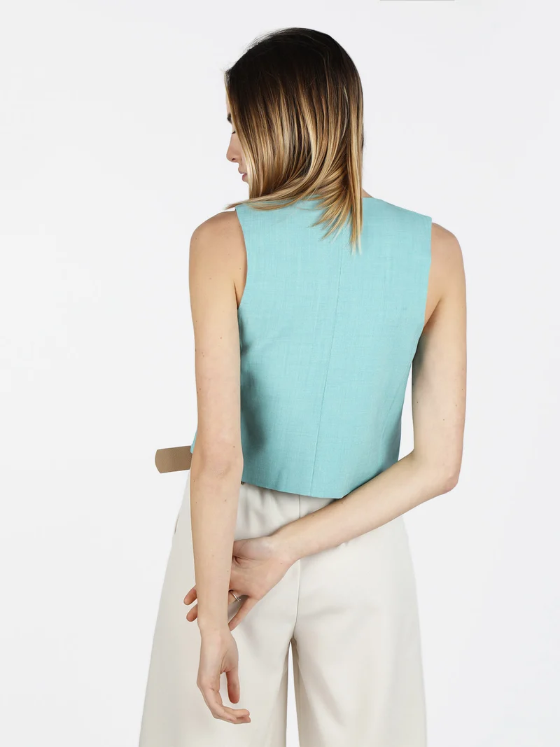 Gilet donna con bottoni gioiello - verde