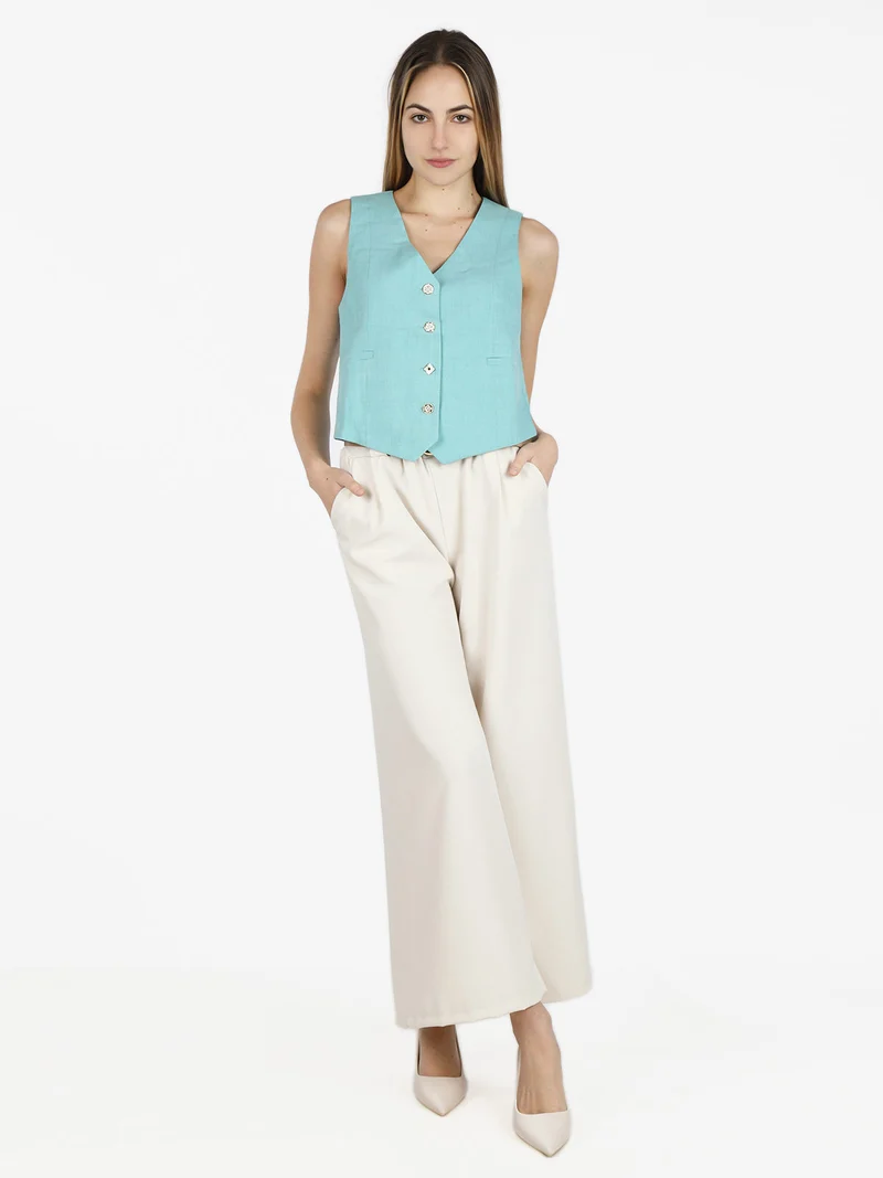 Gilet donna con bottoni gioiello - verde