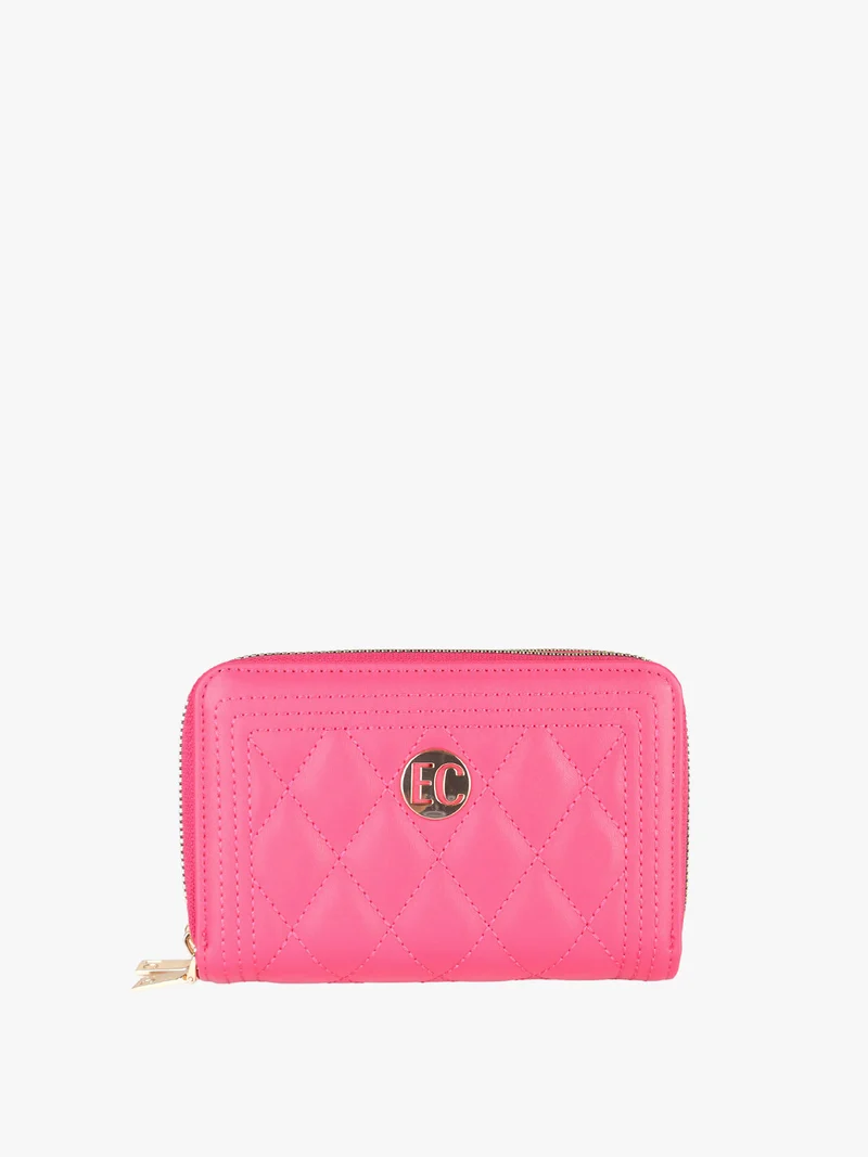 Portafoglio donna trapuntato con doppia tasca - fucsia