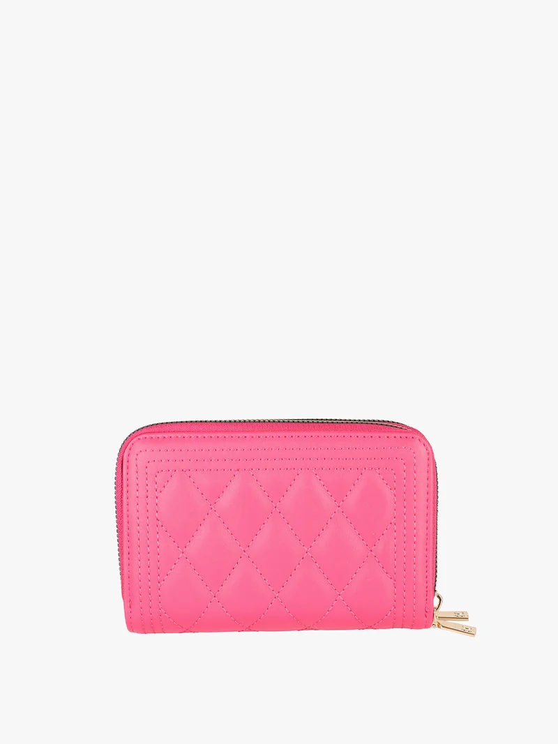 Portafoglio donna trapuntato con doppia tasca - fucsia