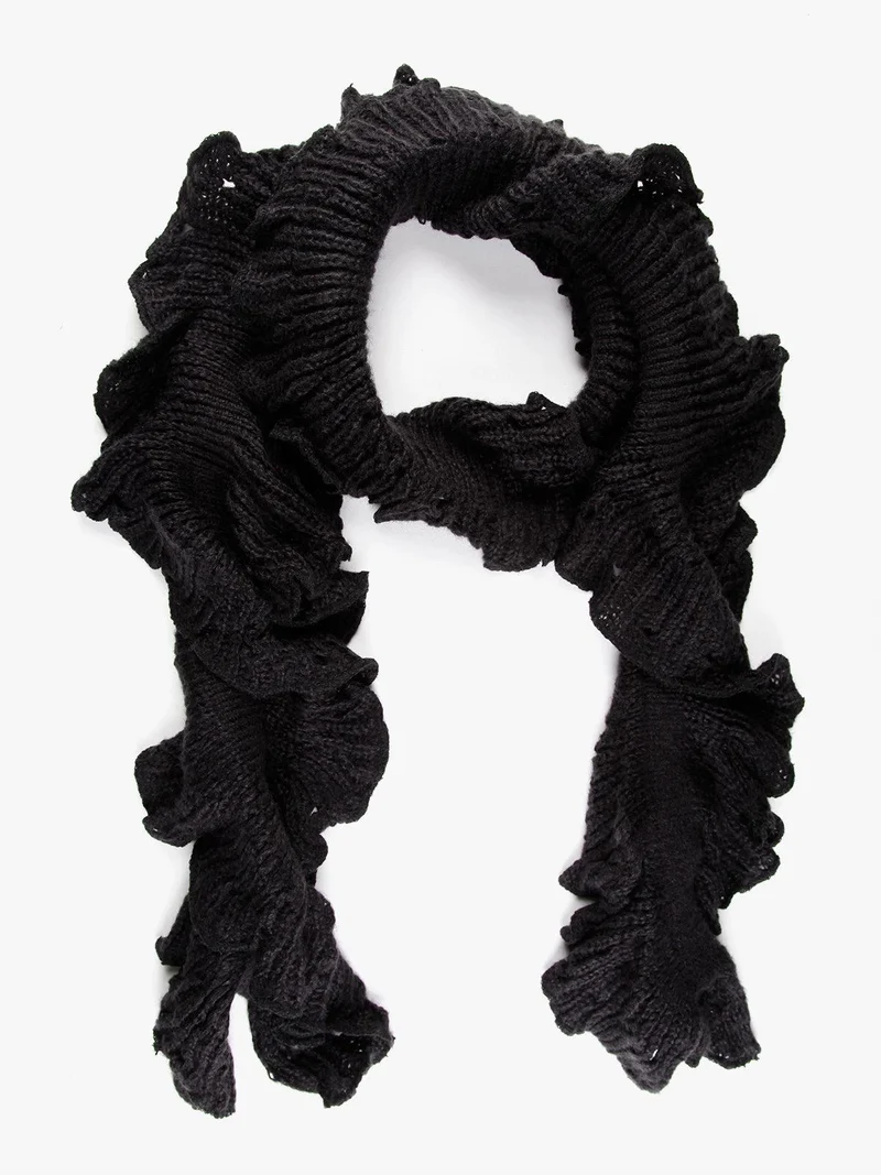 Sciarpa traforata misto lana - nero