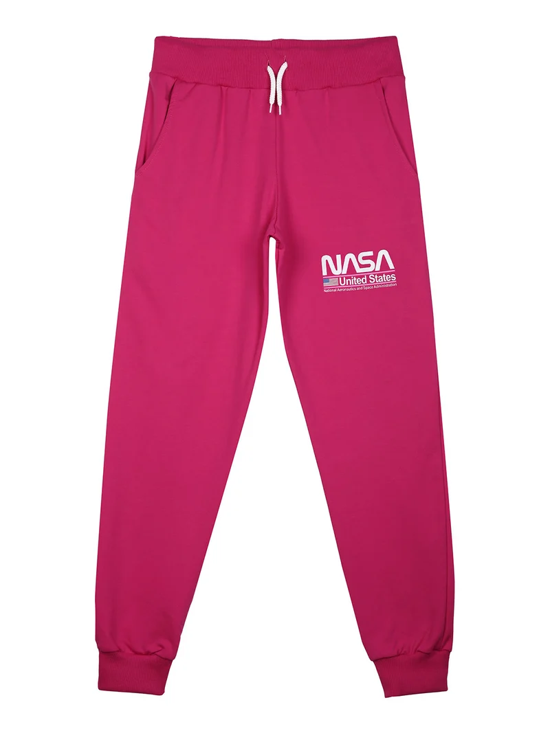Pantaloni sportivi da ragazza con polsini - fucsia