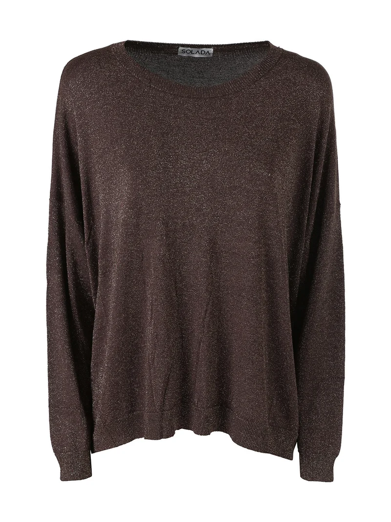 Maglia donna in lurex con maniche a pipistrello - moro