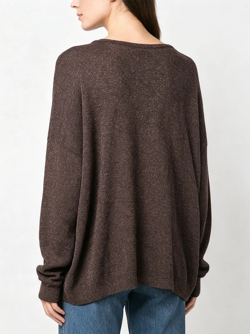 Maglia donna in lurex con maniche a pipistrello - moro