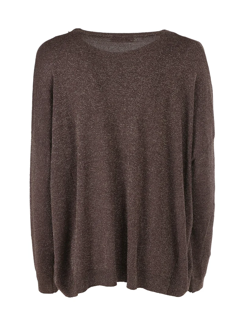 Maglia donna in lurex con maniche a pipistrello - moro