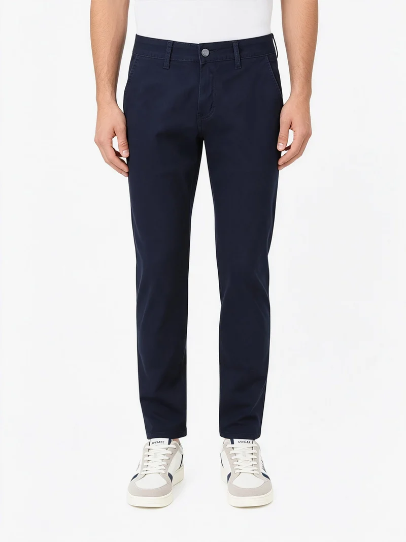 Pantaloni da uomo slim fit in cotone taglie grandi - blu scuro