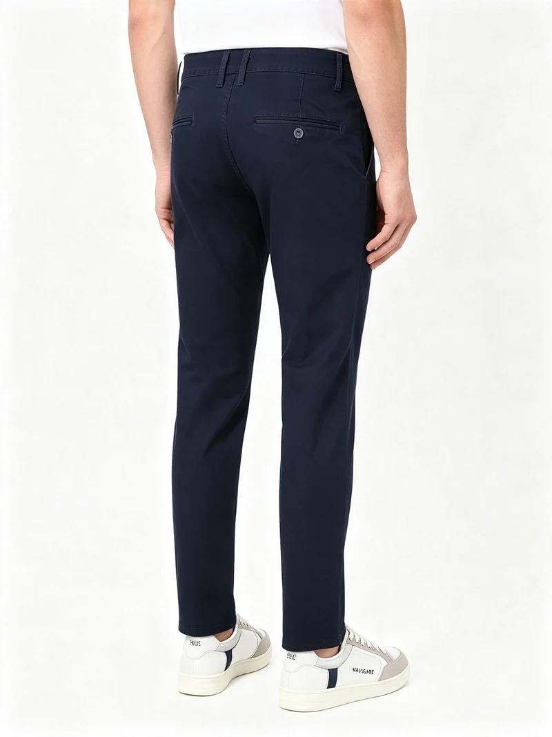 Pantaloni da uomo slim fit in cotone taglie grandi - blu scuro