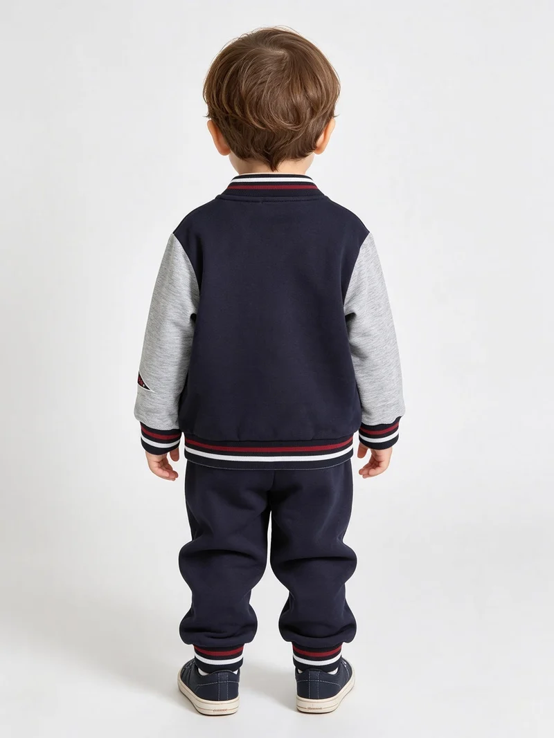 Completo 3 pezzi da neonato con zip e interno felpato - blu scuro