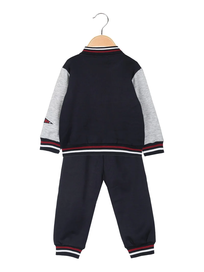 Completo 3 pezzi da neonato con zip e interno felpato - blu scuro