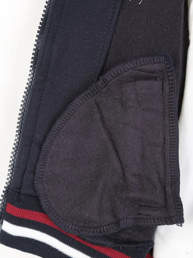 Completo 3 pezzi da neonato con zip e interno felpato - blu scuro