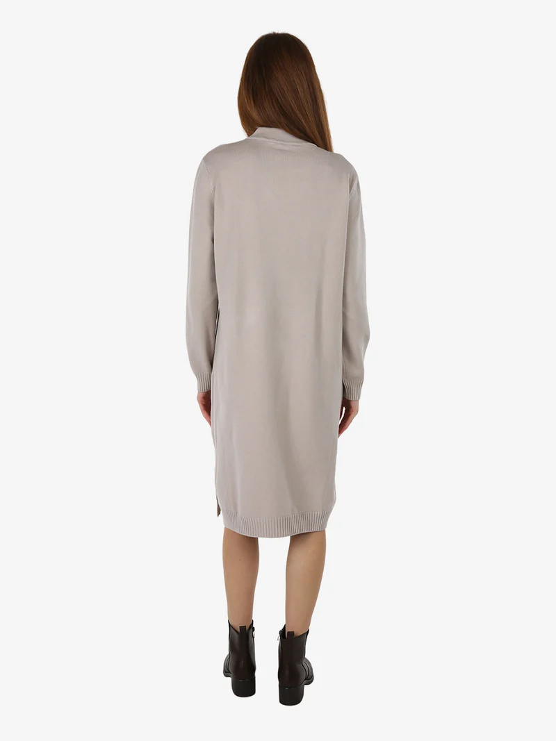 Abito donna lungo in maglia tinta unita - fango