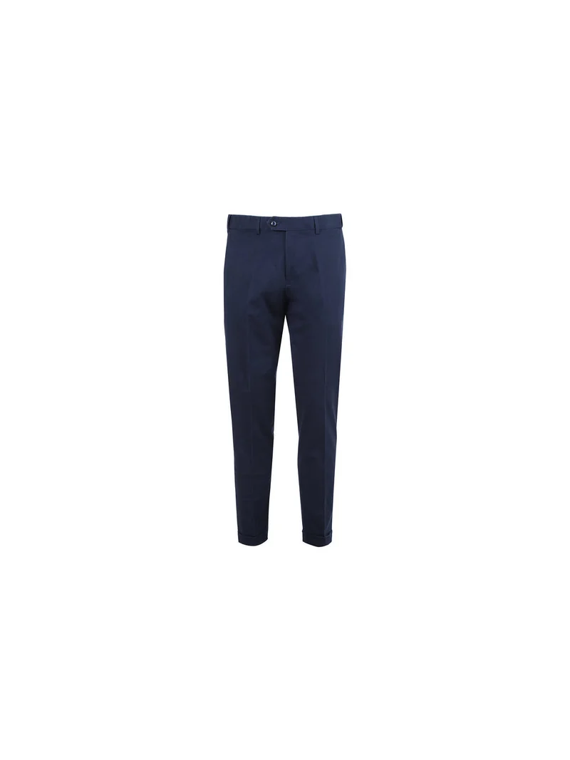 Pantaloni da uomo in cotone con risvolti sul finale - blu