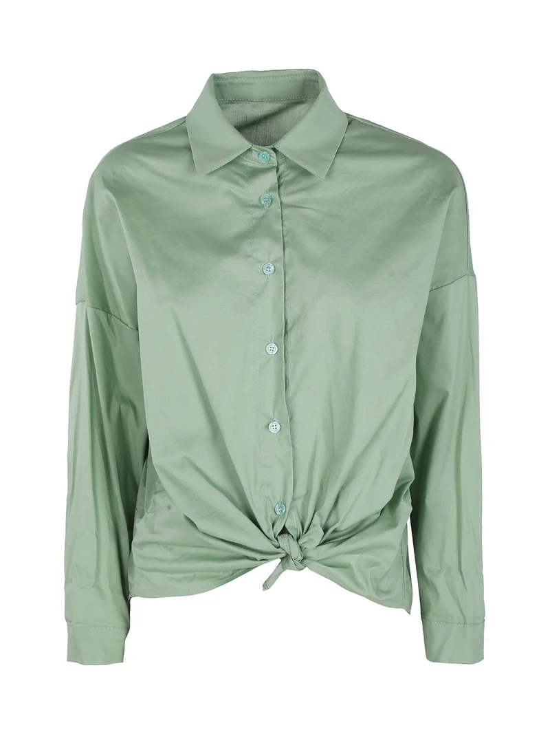 Camicetta donna annodata in cotone - verde