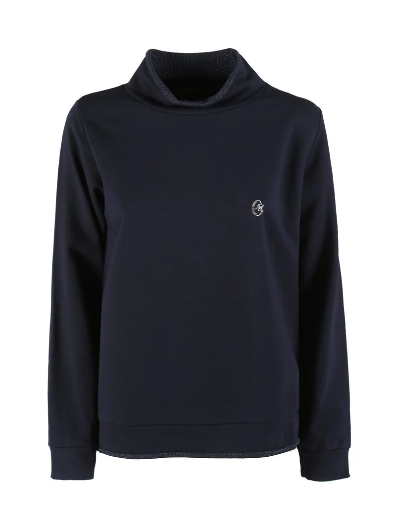 Felpa donna a collo alto in caldo cotone - blu scuro