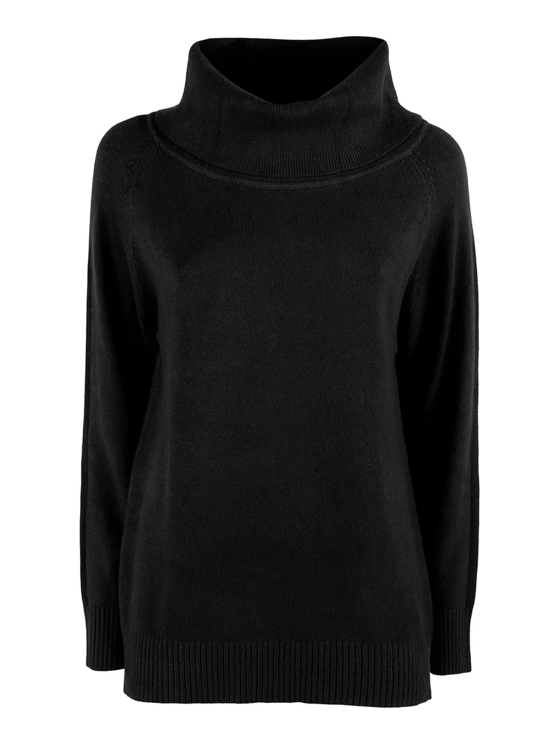 Maglia dolcevita donna in tinta unita - nero