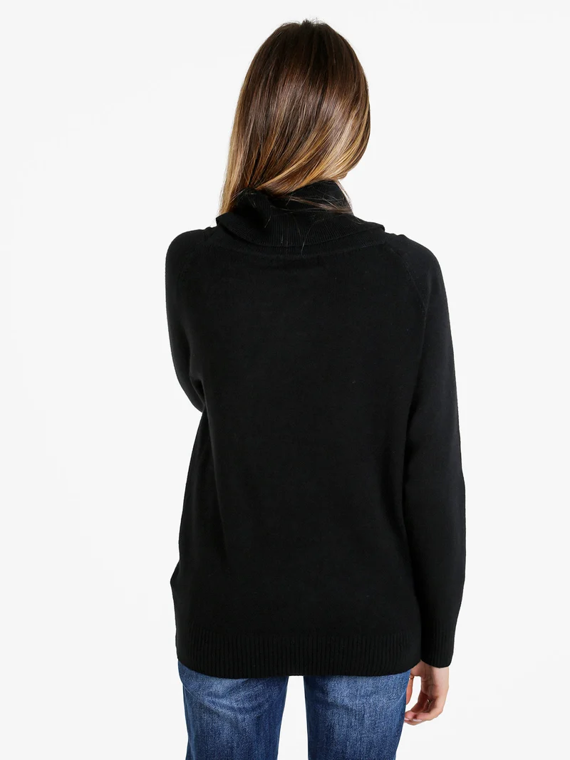 Maglia dolcevita donna in tinta unita - nero