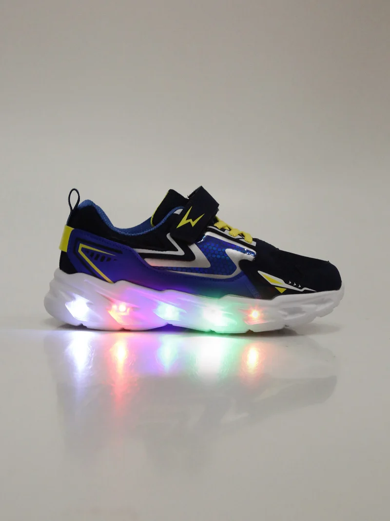 Sneakers da ragazzo con strappo e luci - blu