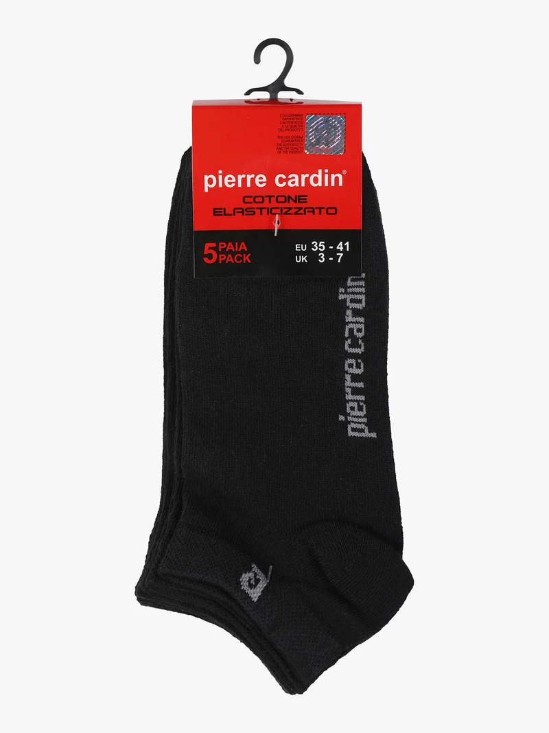 Set di 5 paia di calze corte da donna in cotone - nero