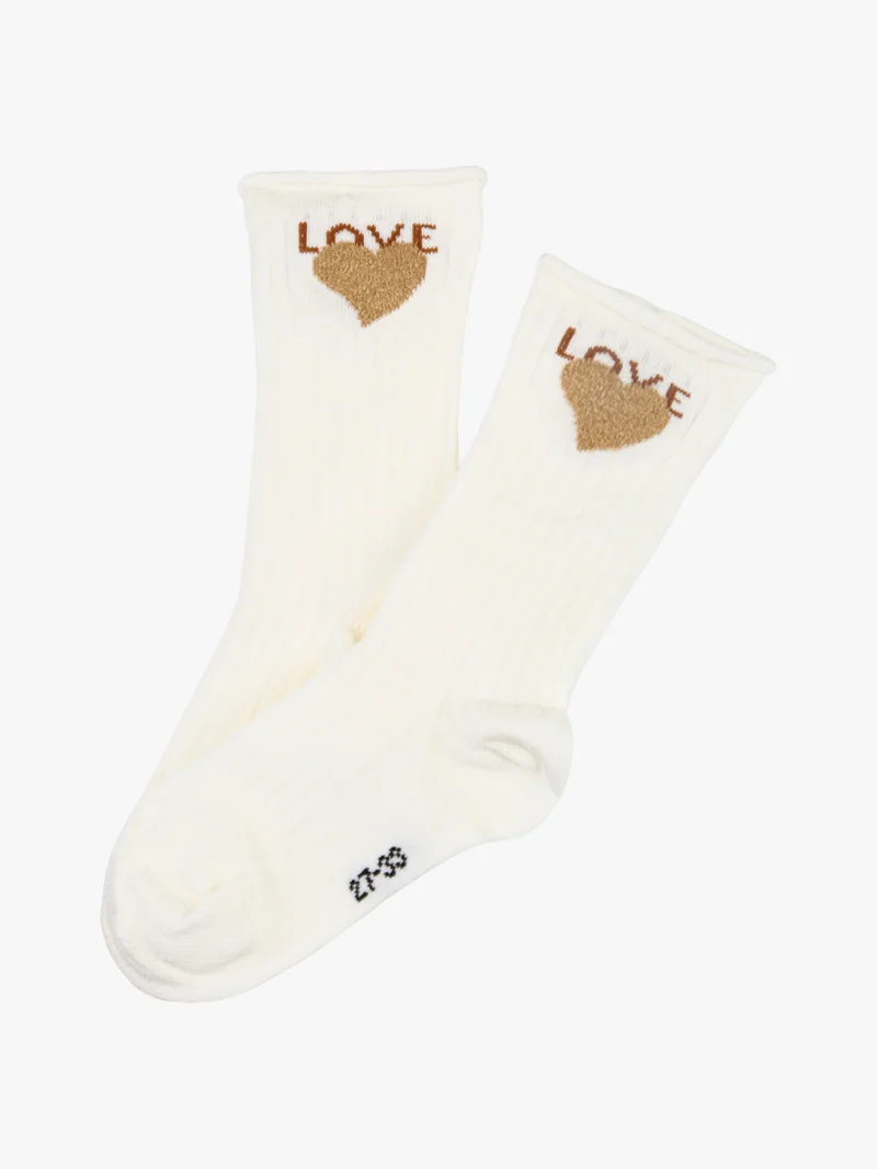 Calze midi da bambina in caldo cotone - beige