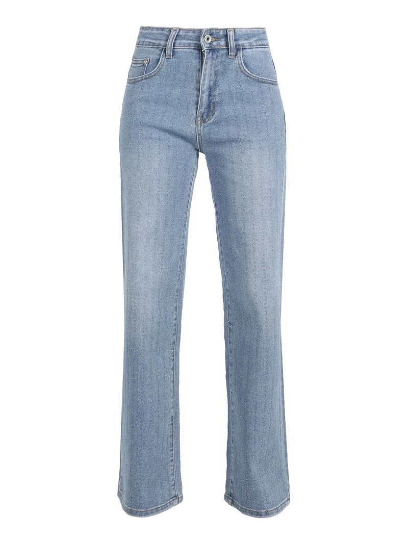 Jeans donna a gamba dritta con strass - jeans
