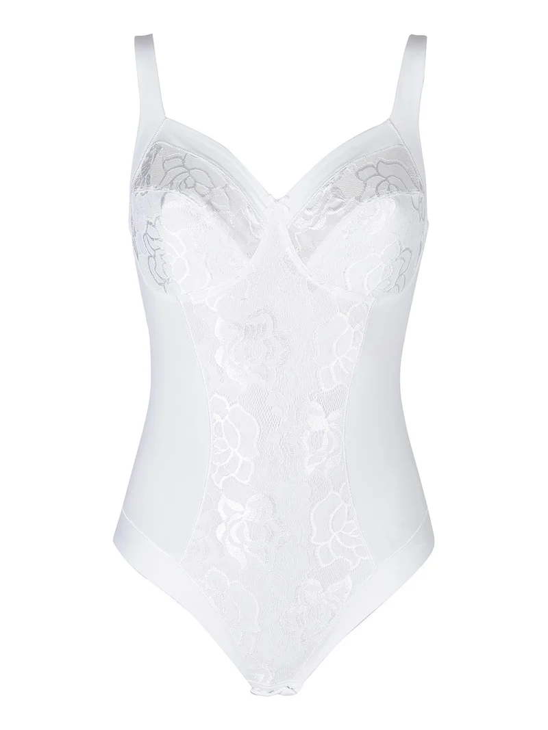 DOLCEPIZZO 234 Body con pizzo e coppe sfoderate senza ferretto - bianco